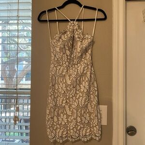 Gorgeous white and nude lace halter dress